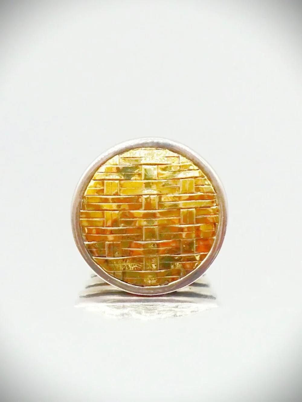 JOHN HARDY Bedeg Sterling Silver 22K Yellow Gold Huge Ring Size 7.25